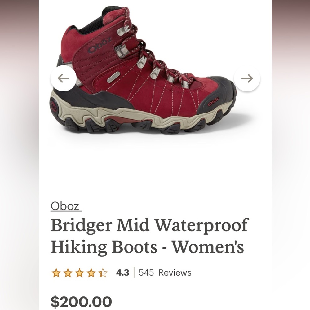 Oboz Red Hiking Boots- Rio Red